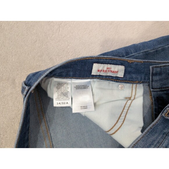 Lucky Brand Womens Sweet Mid Rise Straight Jeans Size 14 / 32 Blue Stretch - Picture 6 of 10